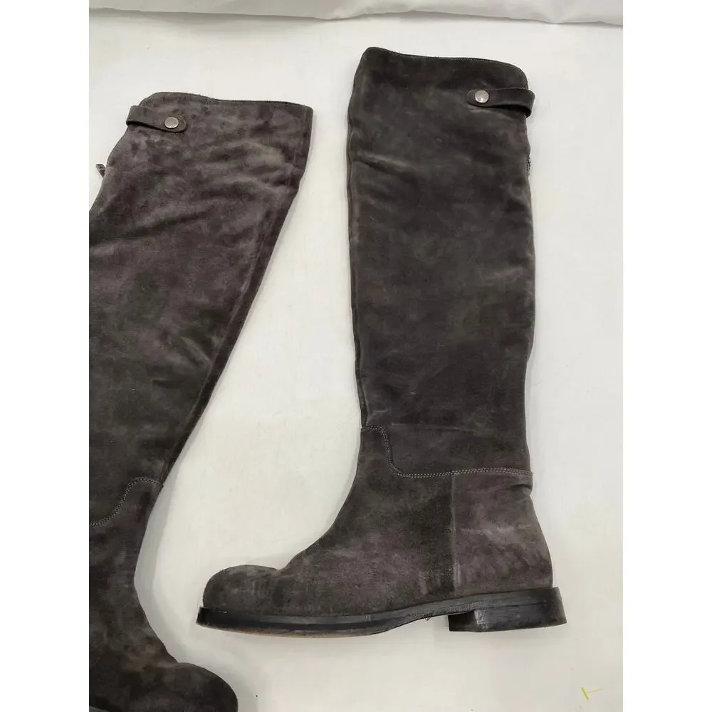 Alberto Fermani Gray Suede Dora Over the Knee boots